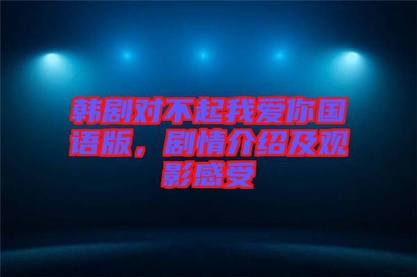 韓劇對不起我愛你國語版，劇情介紹及觀影感受