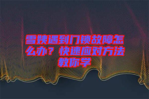 雪姨遇到門鎖故障怎么辦？快速應(yīng)對方法教你學(xué)