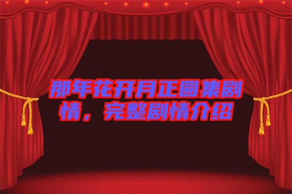 那年花開月正圓集劇情,完整劇情介紹