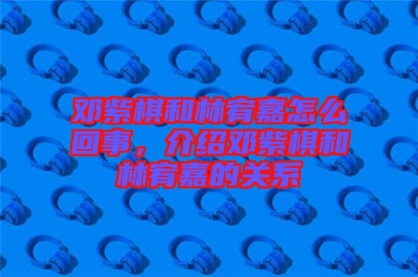 鄧紫棋和林宥嘉怎么回事,介紹鄧紫棋和林宥嘉的關系