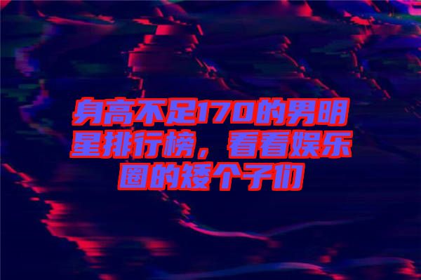 身高不足170的男明星排行榜,看看娛樂圈的矮個子們