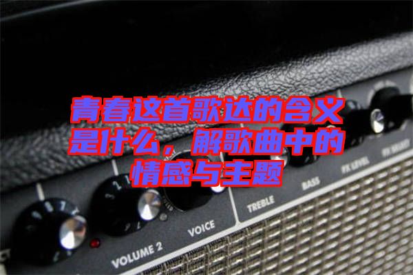 青春這首歌達(dá)的含義是什么，解歌曲中的情感與主題